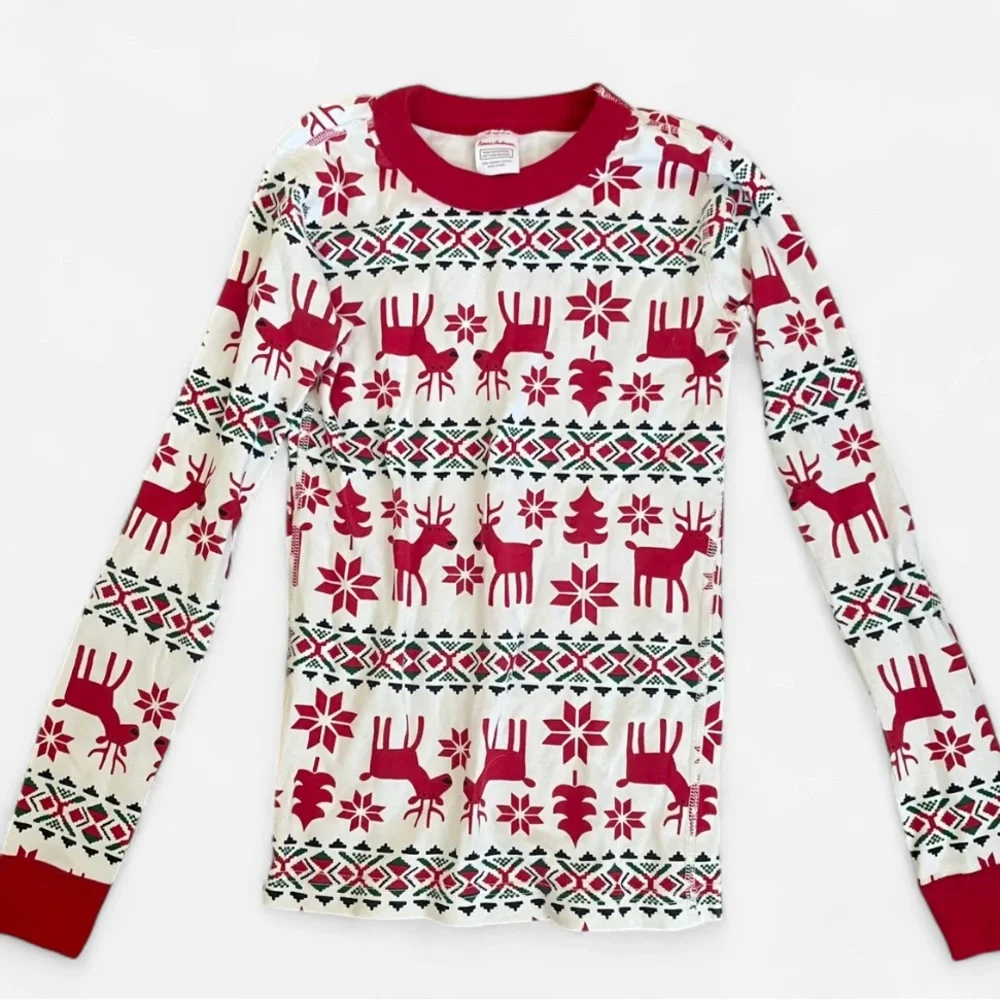 Hanna Andersson Dear Deer Long John Pajama Top Unisex Boy Girl Kids 10 Holiday